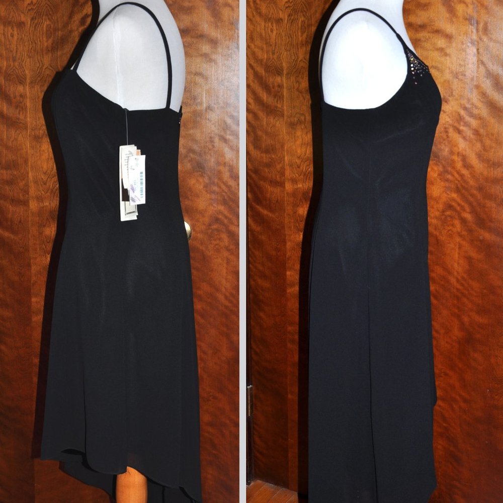 Jessica & Scott McClintock Black Asymmetrical Spaghetti Strap Cocktail Dress